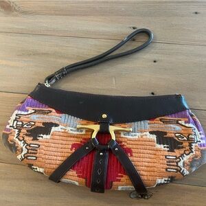 Vintage Cole Haan clutch embroidered and genuine leather